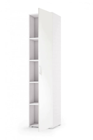 Armadio multiuso Aloise, Mobile lineare a 1 Anta battenti e 4 ripiani regolabili, Mobile a colonna per bagno, Made in Italy, Cm 45x45h195, Bianco