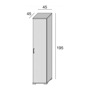 Armadio multiuso Aloise, Mobile lineare a 1 Anta battenti e 4 ripiani regolabili, Mobile a colonna per bagno, Made in Italy, Cm 45x45h195, Bianco