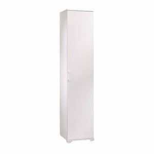 Armadio multiuso Aloise, Mobile lineare a 1 Anta battenti e 4 ripiani regolabili, Mobile a colonna per bagno, Made in Italy, Cm 45x45h195, Bianco