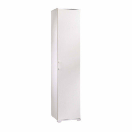 Armadio multiuso Aloise, Mobile lineare a 1 Anta battenti e 4 ripiani regolabili, Mobile a colonna per bagno, Made in Italy, Cm 45x45h195, Bianco