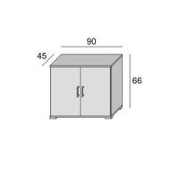 Armadio multiuso Serafinito, Mobile lineare a 2 Ante battenti con ripiano, Mobile da ingresso, Scarpiera moderna, Made in Italy, Cm 90x45h66, Rovere e Bianco