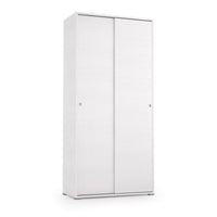 Guardaroba Alaysia, Armadio a 2 ante scorrevoli e 4 ripiani, Mobile moderno multiuso per camera da letto, Made in Italy, Cm 90x45h195, Bianco