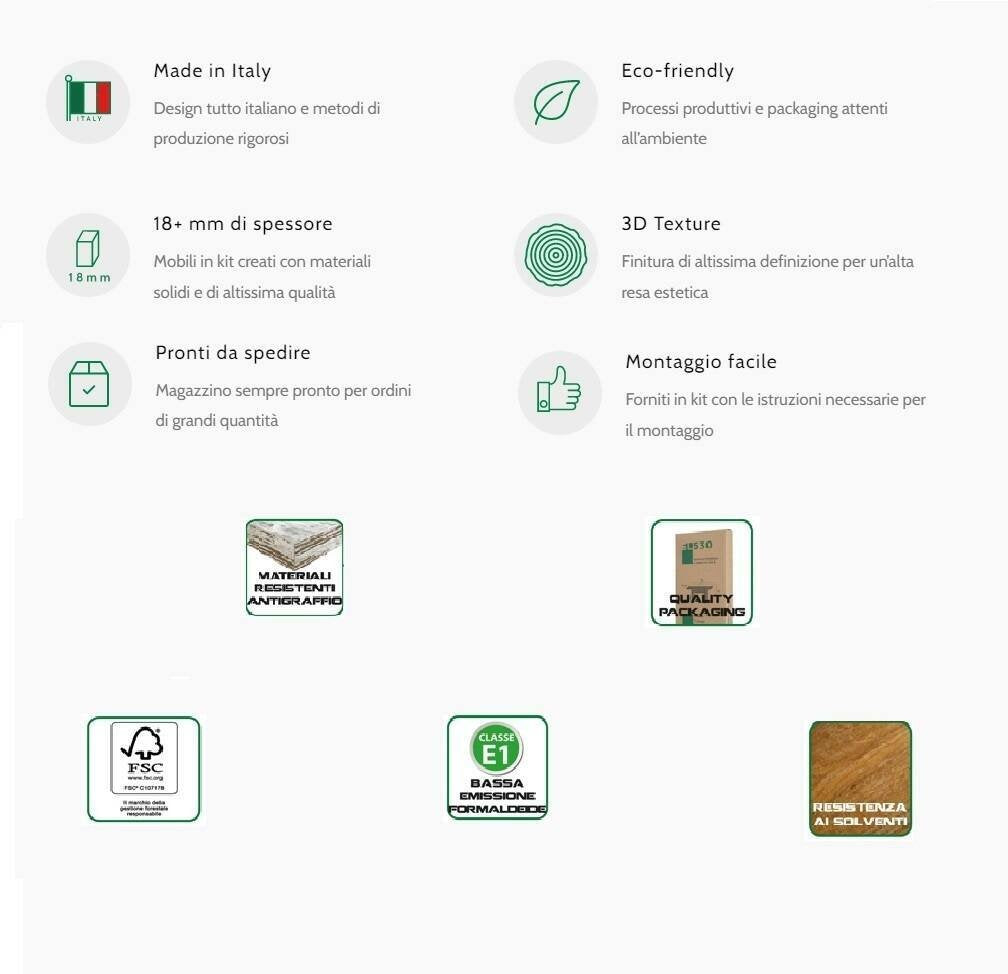 Madia Aminda, Credenza 3 Ripiani Made in Italy, 45x184x77h cm Grigio Cemento