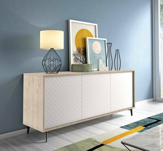 Madia Aminda, Credenza 3 Ripiani Made in Italy, 45x184x77h cm Bianco