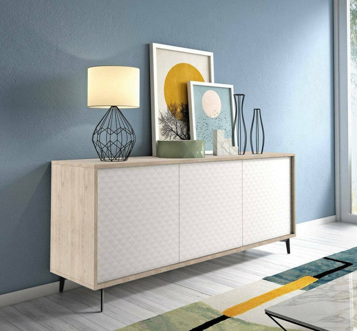 Madia Aminda, Credenza 3 Ripiani Made in Italy, 45x184x77h cm Bianco