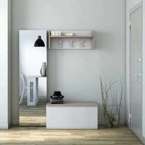Baule Ayusnay, Capiente box contenitore multiuso, Cassapanca moderna, Made in Italy, Cm 90x45h45, Bianco e Rovere