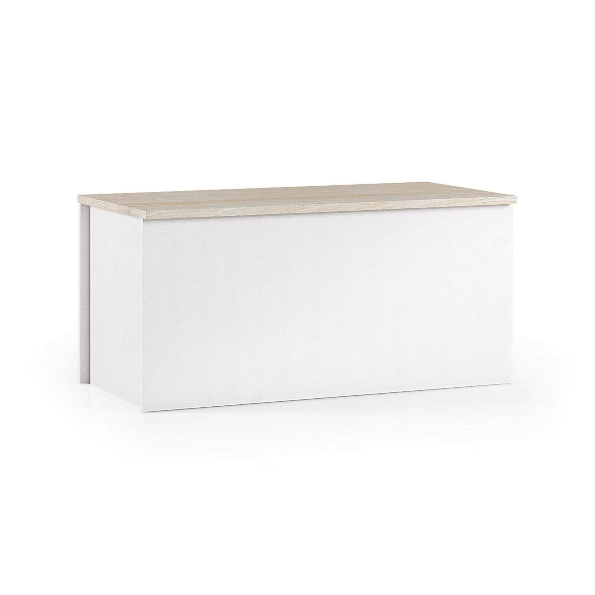 Baule Ayusnay, Capiente box contenitore multiuso, Cassapanca moderna, Made in Italy, Cm 90x45h45, Bianco e Rovere