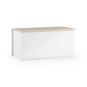 Baule Ayusnay, Capiente box contenitore multiuso, Cassapanca moderna, Made in Italy, Cm 90x45h45, Bianco e Rovere
