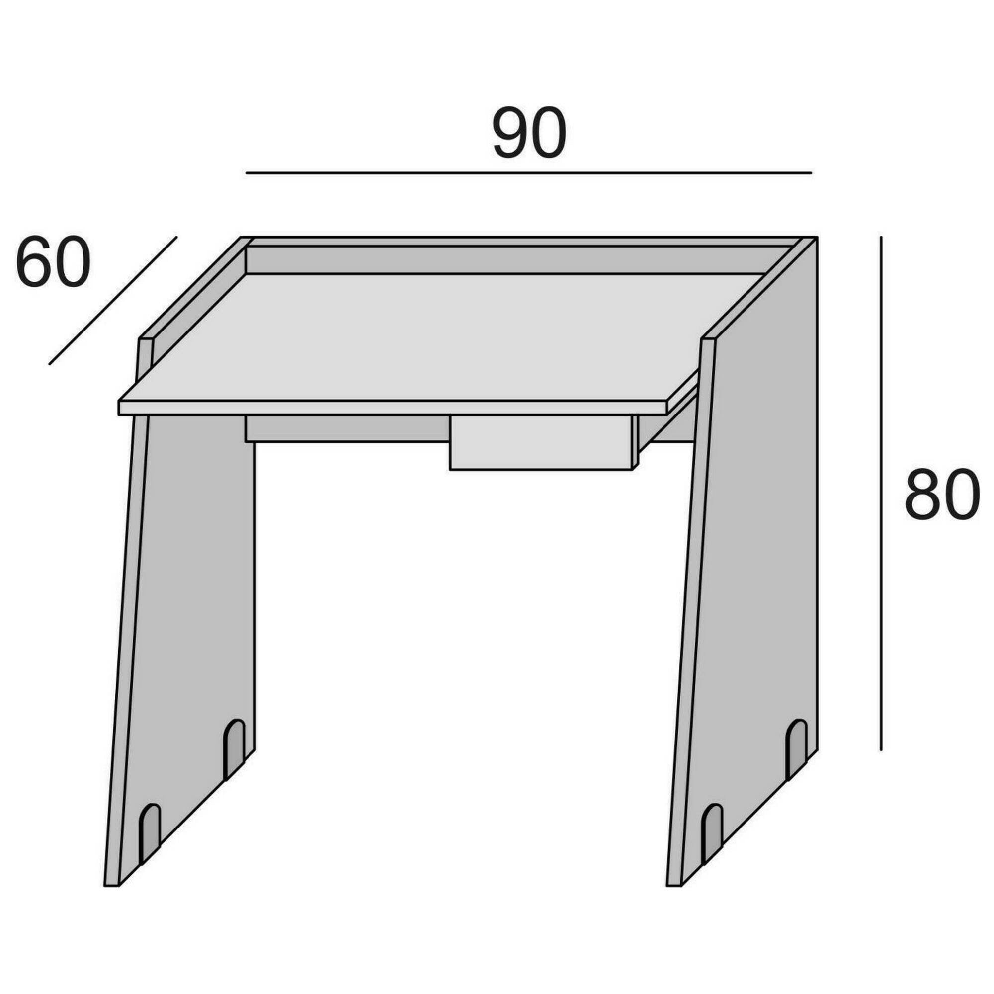 Scrivania Abulele, Scrittoio moderno con cassetto, Tavolo da studio o ufficio porta PC portalibri, Made in Italy, Cm 90x60h80, Bianco