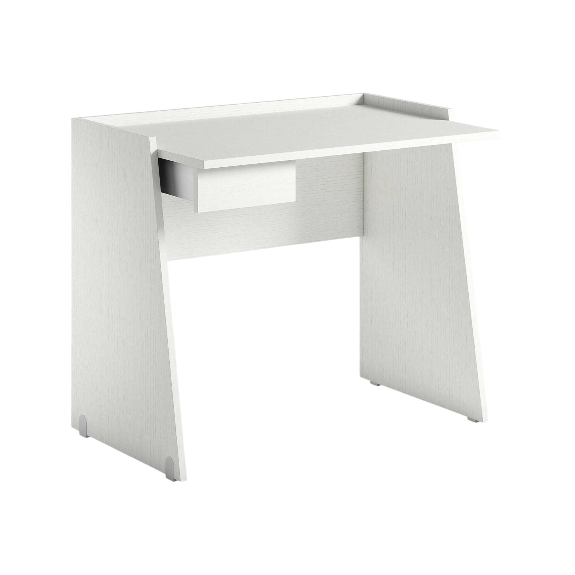 Scrivania Abulele, Scrittoio moderno con cassetto, Tavolo da studio o ufficio porta PC portalibri, Made in Italy, Cm 90x60h80, Bianco