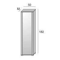 Scarpiera Asiago, Mobile multiuso da ingresso con anta a specchio , Armadio moderno portascarpe a 7 ripiani, Made in Italy, Cm 50x32hx182, Bianco