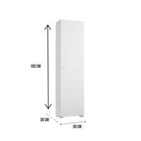 Abuela, Armadio Multiuso 1 Anta 7 Ripiani Made in Italy, 30x182h cm Bianco