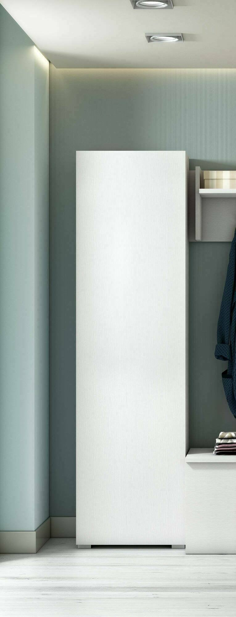 Abuela, Armadio Multiuso 1 Anta 7 Ripiani Made in Italy, 30x182h cm Bianco