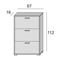 Scarpiera Amelisa, Mobile multiuso da ingresso con 3 ante a ribalta, Armadietto portascarpe moderno, Made in Italy, Cm 67x18h112, Bianco