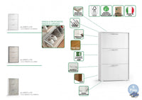 Scarpiera Amelisa, Mobile multiuso da ingresso con 3 ante a ribalta, Armadietto portascarpe moderno, Made in Italy, Cm 67x18h112, Larice