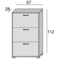 Scarpiera Axinite, Mobile multiuso da ingresso con 3 ante a ribalta, Armadietto portascarpe a doppia profonditÒ , Made in Italy, Cm 67x28h112, Bianco