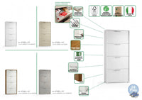 Scarpiera Adeindein, Mobile multiuso da ingresso con 4 ante a ribalta, Armadietto portascarpe a doppia profonditÒ , Made in Italy, Cm 67x28h147, Bianco e Olmo