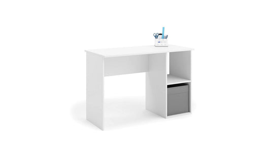 Scrivania moderna con 2 Dvern, Scrittoio porta PC, Tavolo da studio, cm 120x55h80, colore Bianco