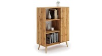 Credenza a 1 anta e 2 Dvicin, Buffet con piedini, Madia da soggiorno in stile scandi, Libreria con scaffali, cm 40x90h116, colore Acero