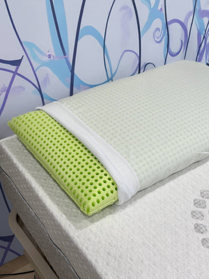 Talamo Italia Set di 4 Cuscini per Rosmarino, 100% Made in Italy, Guanciale sfoderabile a "saponetta" in Memory Foam forato ,Anallergico e Traspirante,70x40xh16 cm