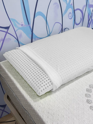 Talamo Italia Set di 4 Cuscini per Menta, 100% Made in Italy, Guanciale ergonomico a "saponetta" in Memory Foam forato, Anallergico e Traspirante, 70x39xh10 cm