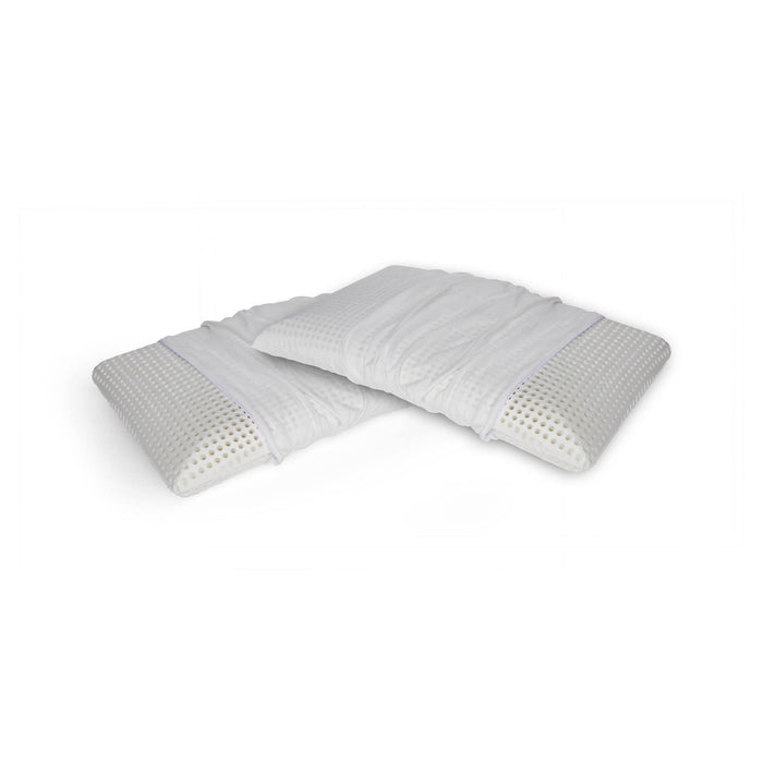 Talamo Italia Set di 4 Cuscini per Timo, 100% Made in Italy, Guanciale sfoderabile a "saponetta" in Memory Foam forato, Anallergico e Traspirante, 70x40xh12 cm