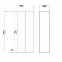 Guardaroba 3 ante Albacore, Mobile camera da letto, Cabina armadio portabiti, Armadio appendiabiti, 118x50 h201 cm, Bianco