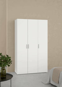 Guardaroba 3 ante Albacore, Mobile camera da letto, Cabina armadio portabiti, Armadio appendiabiti, 118x50 h201 cm, Bianco