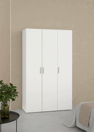 Guardaroba 3 ante Albacore, Mobile camera da letto, Cabina armadio portabiti, Armadio appendiabiti, 118x50 h201 cm, Bianco