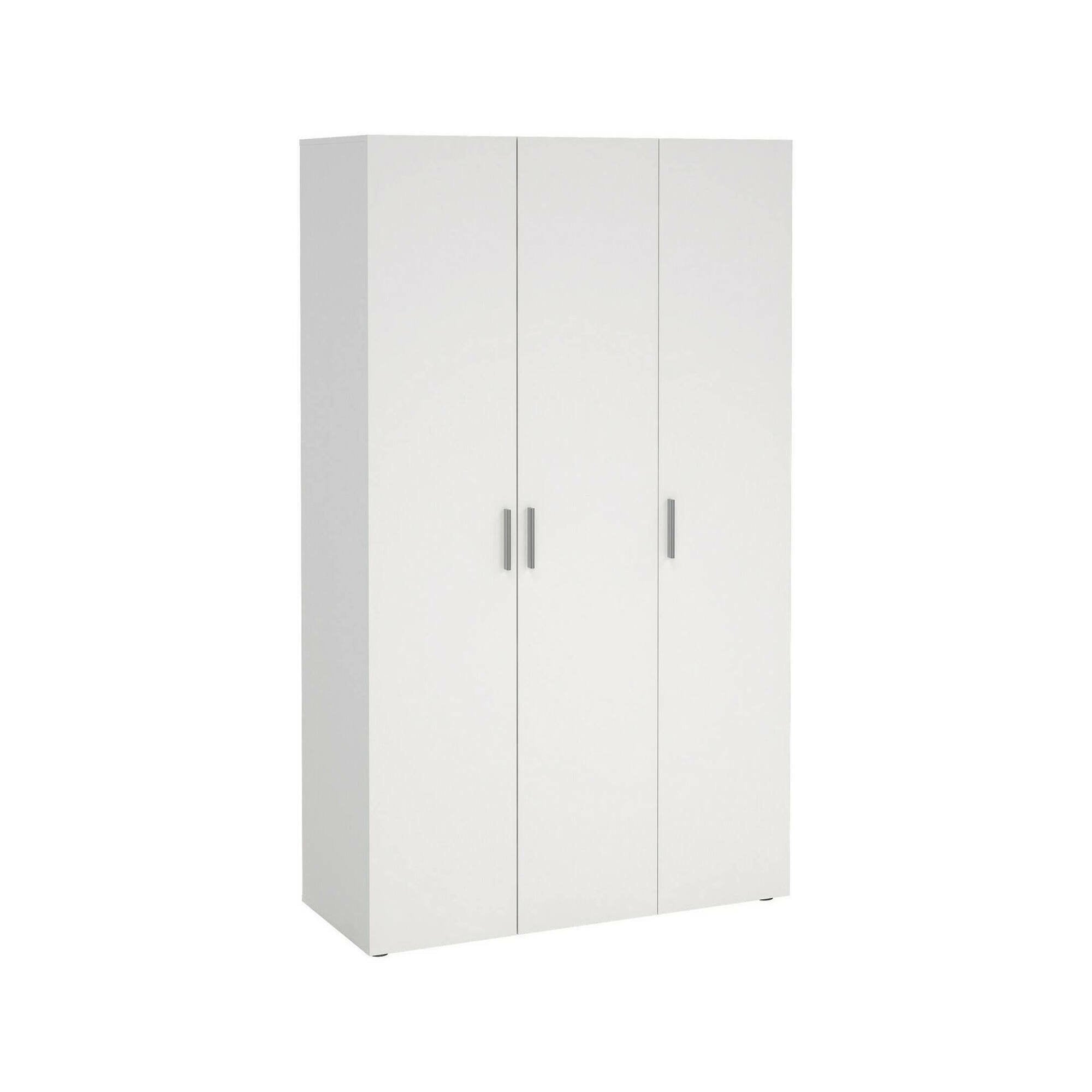 Guardaroba 3 ante Albacore, Mobile camera da letto, Cabina armadio portabiti, Armadio appendiabiti, 118x50 h201 cm, Bianco