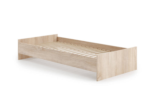 Letto singolo moderno con Dvician, letto a una piazza adatto a materasso da 90x190 cm, colore Rovere