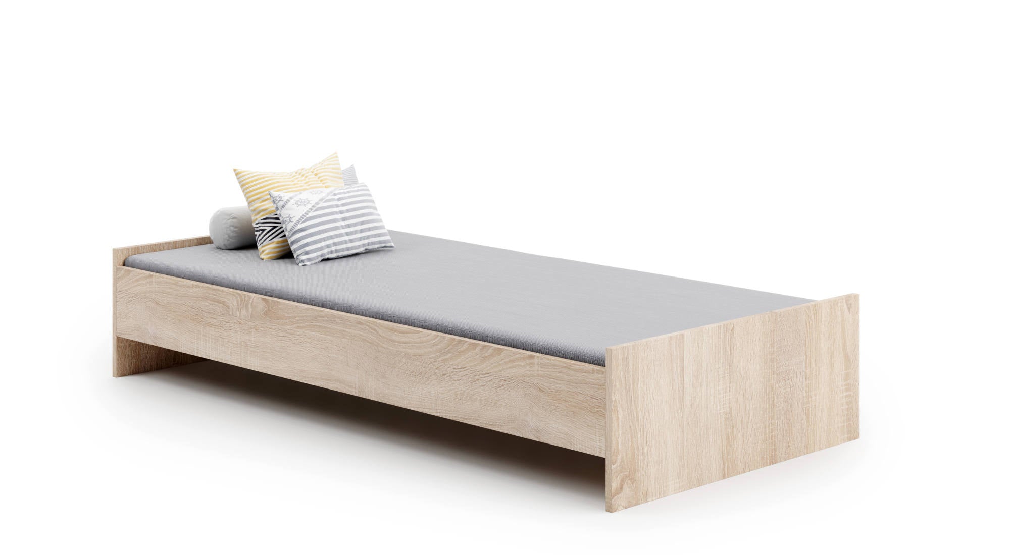 Letto singolo moderno con Dvician, letto a una piazza adatto a materasso da 90x190 cm, colore Rovere