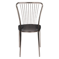 Sedia 0, Set di 2 Sedie moderne con fondello in ecopelle, struttura in metallo cromato, Cm 54x45h93, Nero