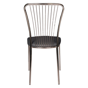 Sedia 0, Set di 2 Sedie moderne con fondello in ecopelle, struttura in metallo cromato, Cm 54x45h93, Nero