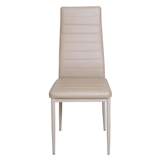 Sedia 0, Sedia moderna in metallo con rivestimento in ecopelle, Ideale per sala da pranzo, cucina o salotto, Cm 41x46h97, Sabbia, Set da 2