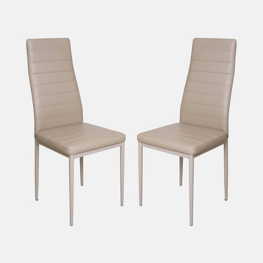 Sedia 0, Sedia moderna in metallo con rivestimento in ecopelle, Ideale per sala da pranzo, cucina o salotto, Cm 41x46h97, Sabbia, Set da 2