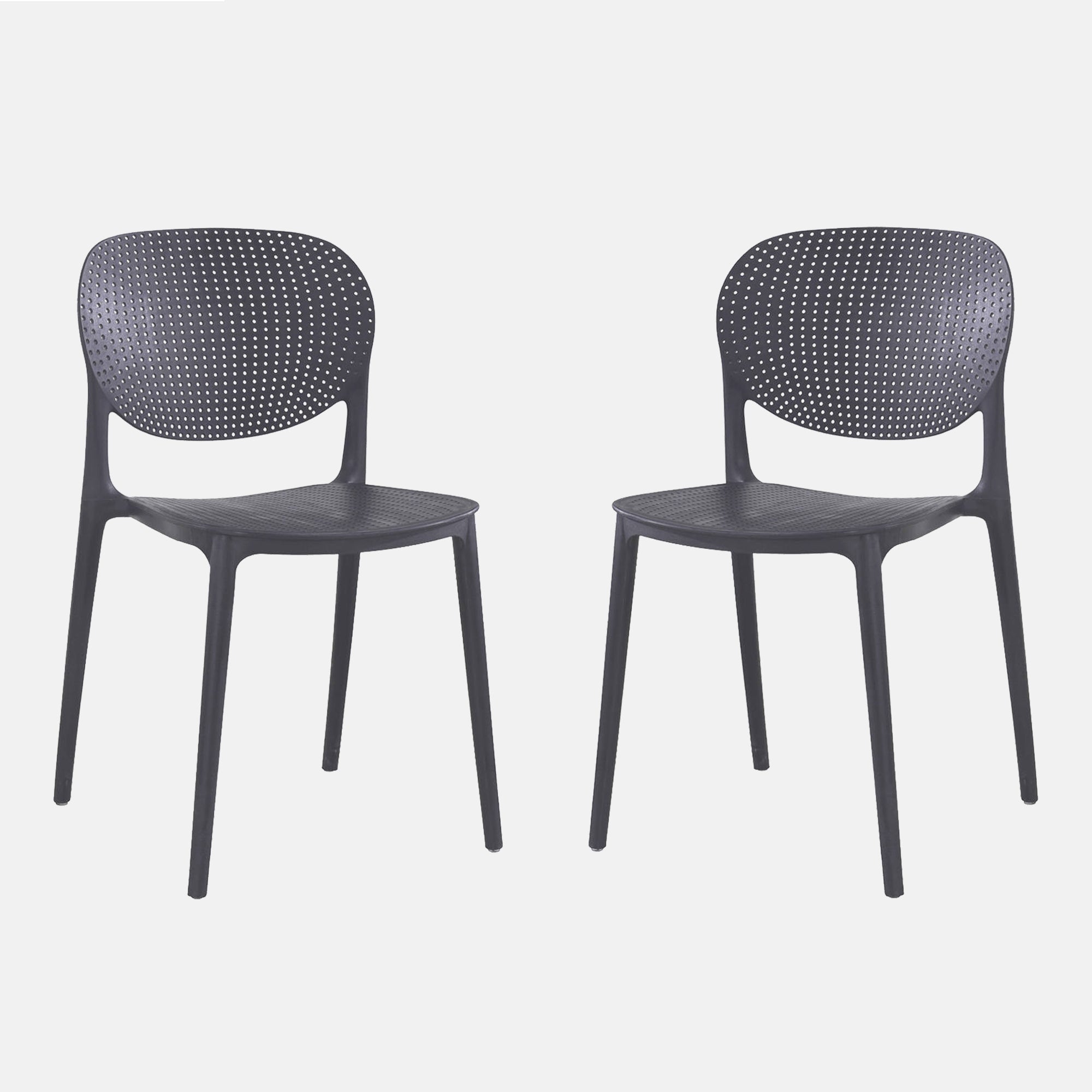 Sedia Caudete, Sedia moderna in polipropilene, sedia da esterno, Ideale per sala da pranzo, cucina o salotto, Cm 46x51h82, Antracite