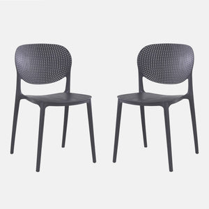 Sedia Caudete, Sedia moderna in polipropilene, sedia da esterno, Ideale per sala da pranzo, cucina o salotto, Cm 46x51h82, Antracite