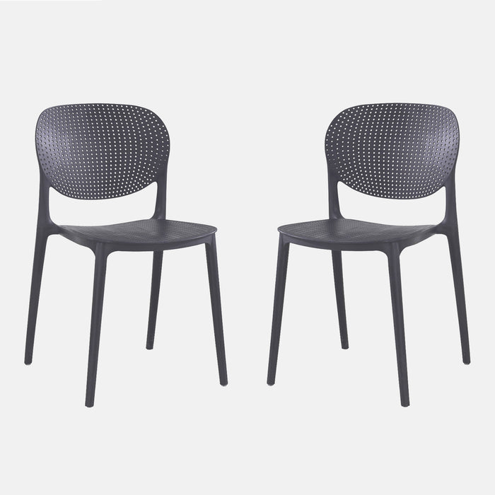 Sedia Caudete, Sedia moderna in polipropilene, sedia da esterno, Ideale per sala da pranzo, cucina o salotto, Cm 46x51h82, Antracite