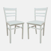 Sedia 0, Sedia classica in legno con fondello in ecopelle , Ideale per sala da pranzo, cucina o salotto, Cm 41x43h86, Bianco, Set da 2