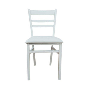Sedia 0, Sedia classica in legno con fondello in ecopelle , Ideale per sala da pranzo, cucina o salotto, Cm 41x43h86, Bianco, Set da 2