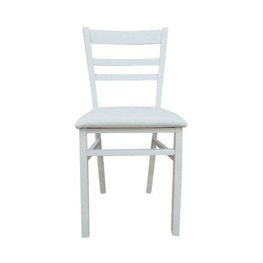 Sedia 0, Sedia classica in legno con fondello in ecopelle , Ideale per sala da pranzo, cucina o salotto, Cm 41x43h86, Bianco, Set da 2