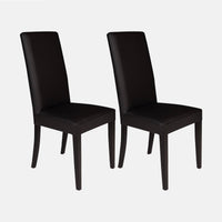Sedia 0, Set di 2 Sedie moderne in legno con rivestimento in ecopelle, Ideale per sala da pranzo, cucina o salotto, Cm 46x54h98, Nero