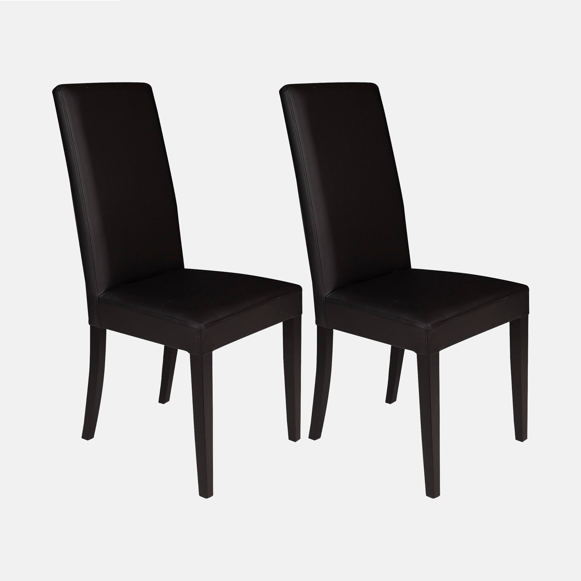 Sedia 0, Set di 2 Sedie moderne in legno con rivestimento in ecopelle, Ideale per sala da pranzo, cucina o salotto, Cm 46x54h98, Nero