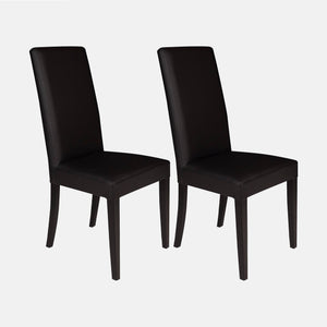 Sedia 0, Set di 2 Sedie moderne in legno con rivestimento in ecopelle, Ideale per sala da pranzo, cucina o salotto, Cm 46x54h98, Nero
