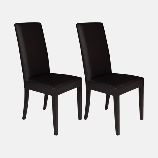 Sedia 0, Set di 2 Sedie moderne in legno con rivestimento in ecopelle, Ideale per sala da pranzo, cucina o salotto, Cm 46x54h98, Nero