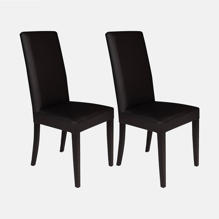 Sedia 0, Set di 2 Sedie moderne in legno con rivestimento in ecopelle, Ideale per sala da pranzo, cucina o salotto, Cm 46x54h98, Nero