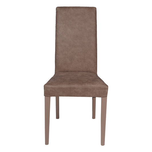 Sedia 0, Sedia moderna in legno con rivestimento in ecopelle, Ideale per sala da pranzo, cucina o salotto, Cm 46x54h98, Grigio Elephant