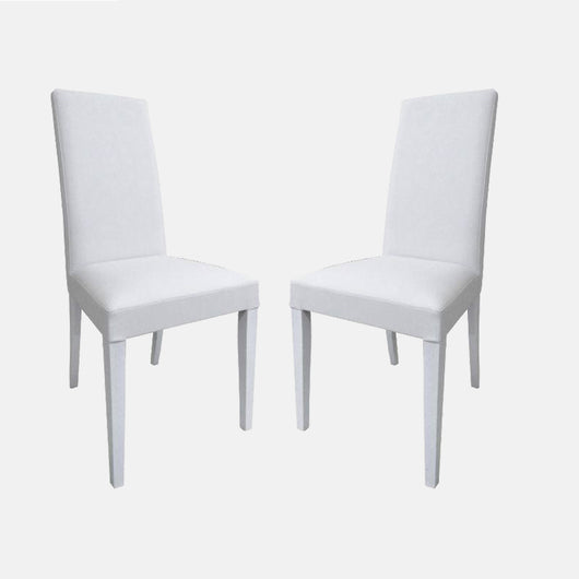 Sedia 0, Sedia moderna in legno con rivestimento in ecopelle, Ideale per sala da pranzo, cucina o salotto, Cm 46x54h98, Bianco