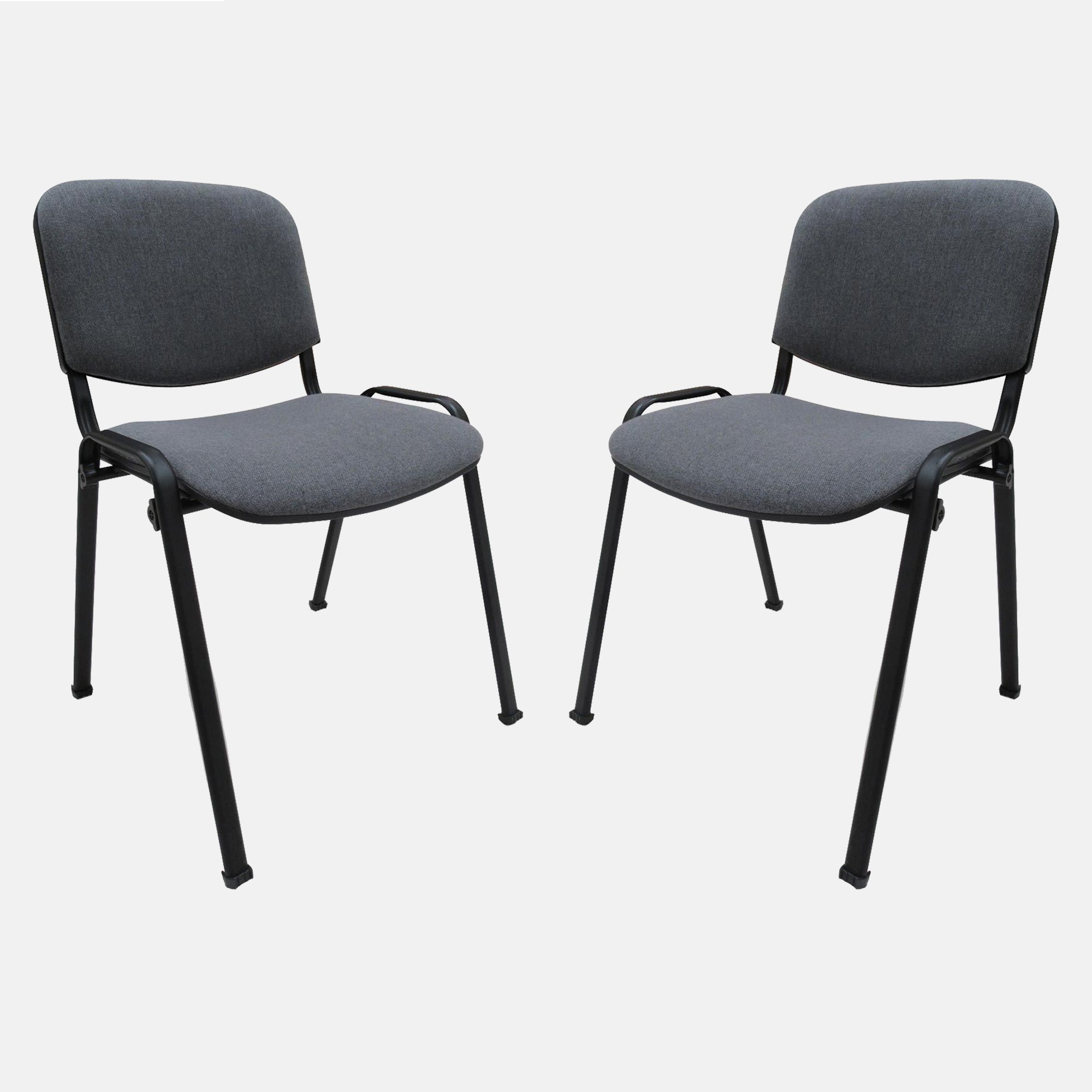 Sedia 0, Sedia in tessuto imbottito , Ideale per ufficio, salotto o sala conferenze, Cm 54x55h81, Grigio scuro, Set da 2